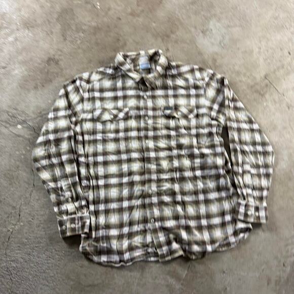 Plaid Earth Tone Columbia Button Down Longsleeve Shirt - Picture 5 of 8